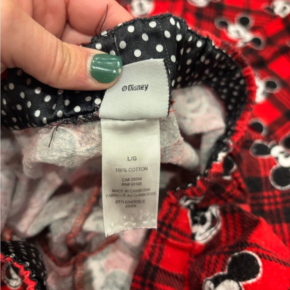 Disney Ladies Red and Black Plaid Pajama Set - Picture 4 of 6